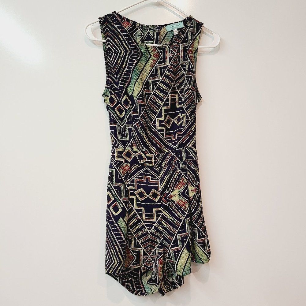 Sugarmint Open Back Romper Retro Pattern Size Small